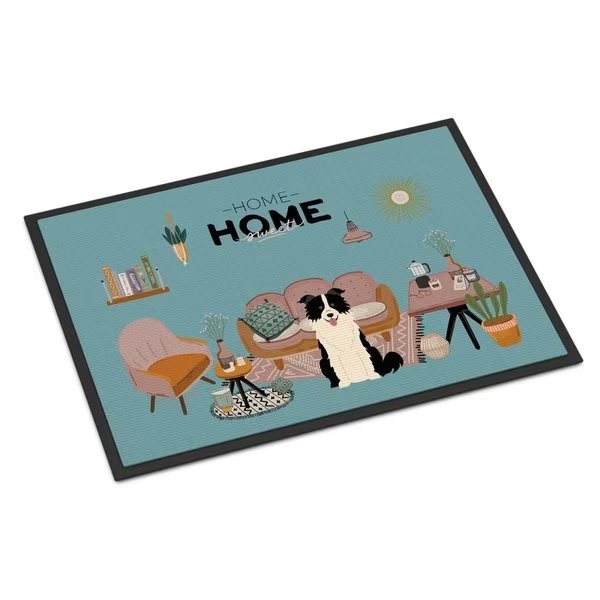 18 x 27 in. Black White Border Collie Sweet Home Indoor or Outdoor Mat, Carolines Treasures, Mfr#: CK7963MAT